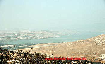 Blick auf den See  Genezareth und die Golanhöhen